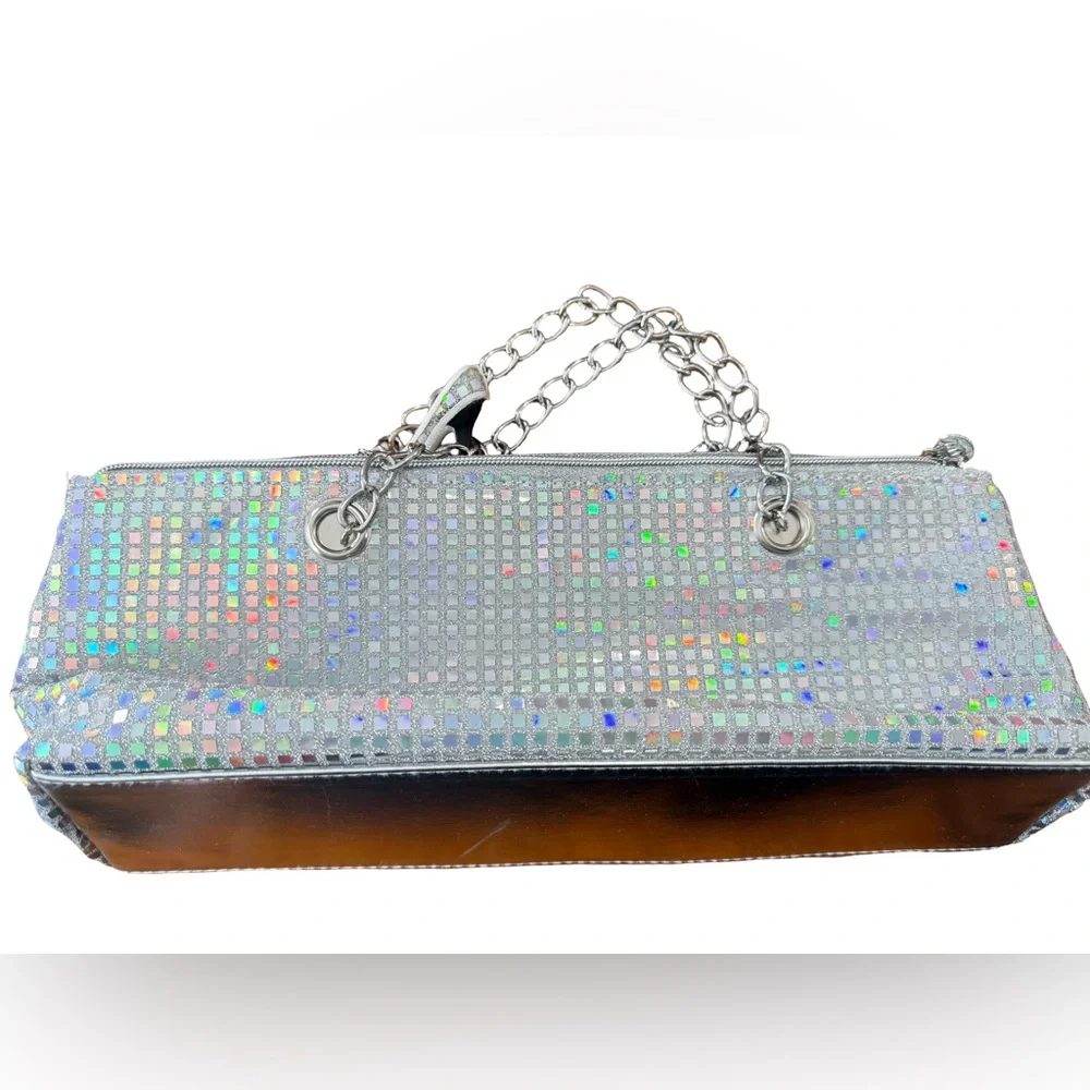 Insulated Silver Sparkle Wine Bag High Heel Bottle Stop Disco Ball Effect